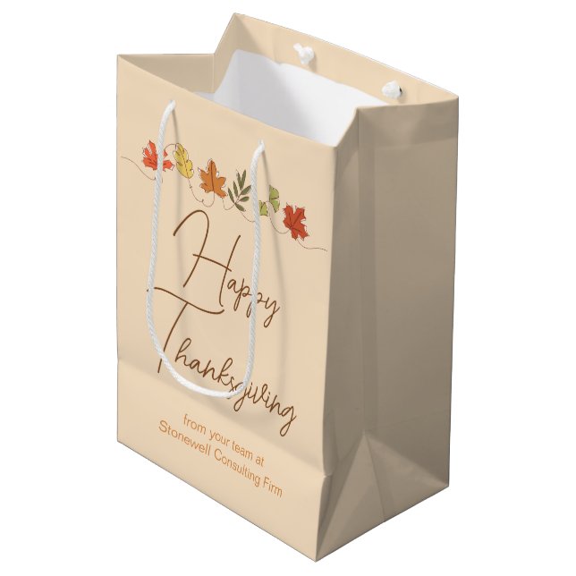 Söt Glad Thanksgiving löv Anpassad Företag (Framsidan Vinklad)