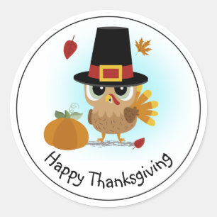 Söt Glad Thanksgiving Runt Klistermärke