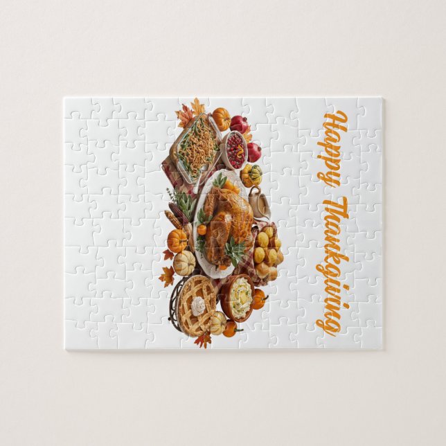 Söt Glad Thanksgiving Skördefest Pussel (Horisontell)