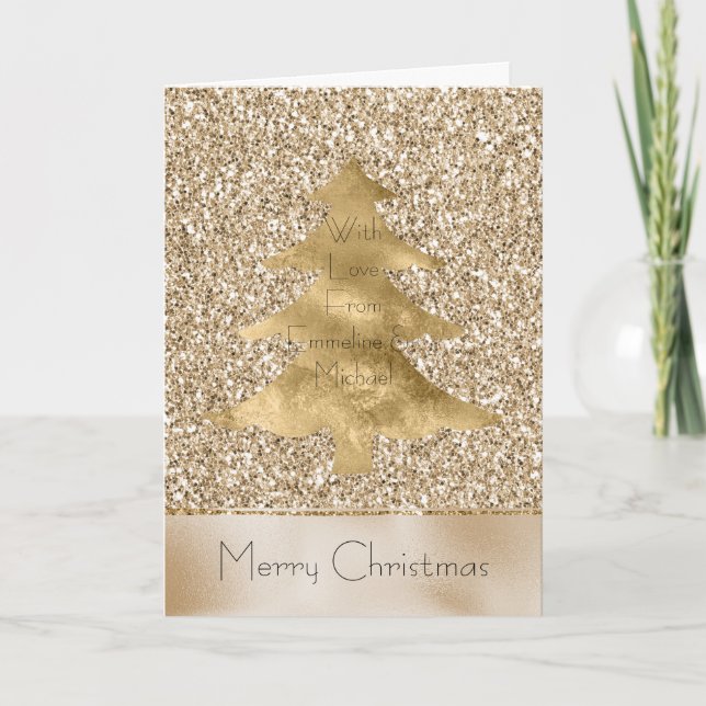Söt Glam Guld Glitter Personlig jul jul Kort (Framsida)