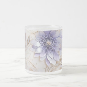 Söt Glam Guld Lila Pearl White Blommigt Frostad Glasmugg