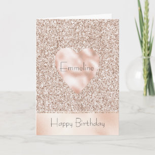 Söt Glam Rosa Glitter Birthday Heart Kort