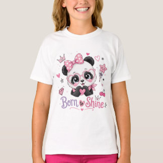 Söt Glamourös Panda Född Att Lysa T Shirt