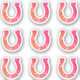 Söt Glamourös Rosa Glitter Hästsko Set Klistermärken