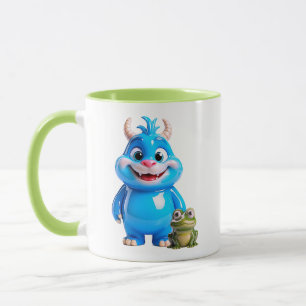 Söt Glänsande Blå Monster Karaktär Groda Vän Mugg