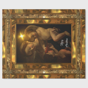 Söt glansig lodrät för babyJesus jul (15 ft) Presentpapper