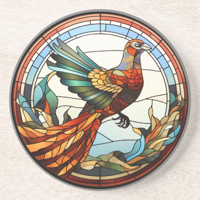 Söt glasaktigt Golden Pheasant Underlägg (Framsidan)