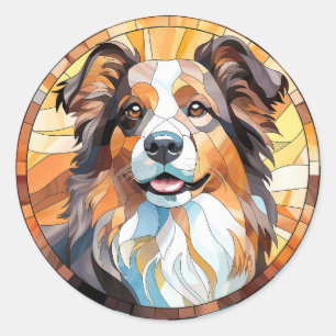 Söt glasaktigt Gräns Collie Hund Runt Klistermärke