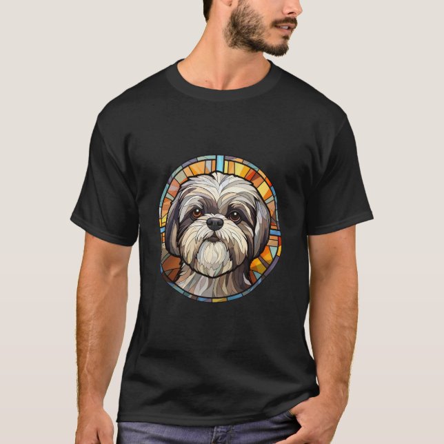 Söt glasaktigt Hund Shih Tsu T Shirt (Framsida)