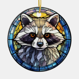 Söt glasaktigt rött Raccoon Julgransprydnad Keramik