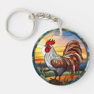 Söt glasfiber Chickens Tupp och Soluppgång