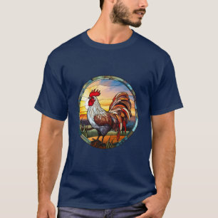 Söt glasfiber Chickens Tupp och Soluppgång T Shirt