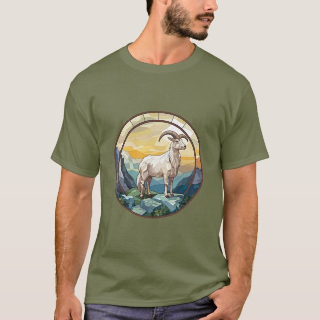 Söt glasmålning Big Horn Får T Shirt (Framsida)