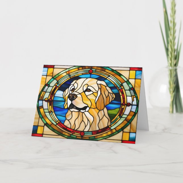 Söt Glasmosaik Valp av Golden Retriever Kort (Framsida)