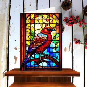 Söt Glass Bird Art jul Kort