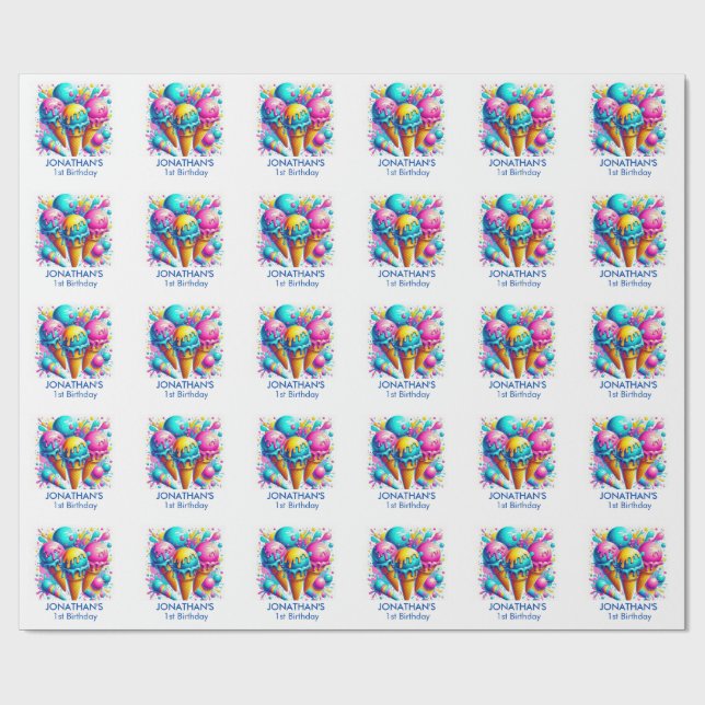 söt glass-födelsedag presentpapper (Platt)