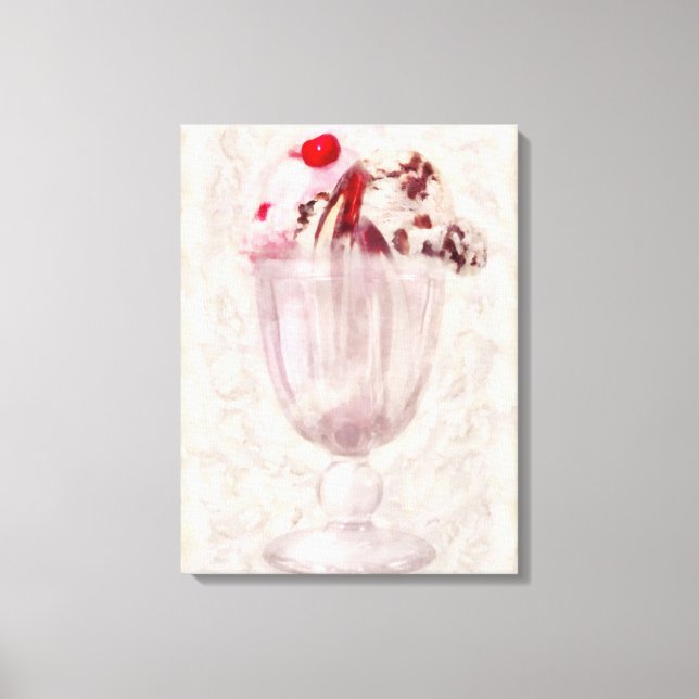Söt - Glass - Glass-sundae Canvastryck (Framsida)