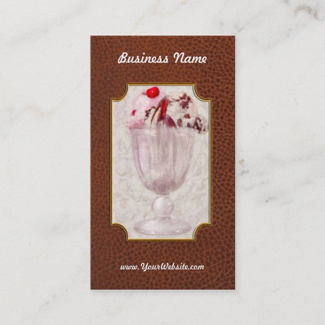 Söt - Glass - Glass-sundae Visitkort (Framsida)