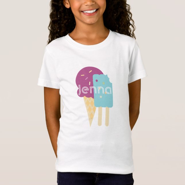 Söt Glass Lila Blå Födelsedagsfest T Shirt (Framsida)