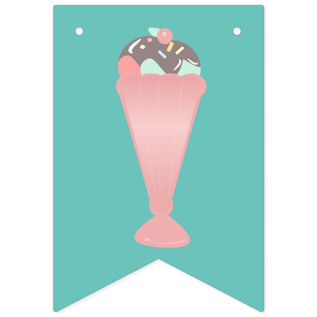 Söt Glass Sundae Rosa Pastellströssel Vimplar (Första flaggan)