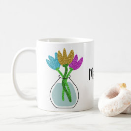 Söt Glitter Flowers Personlig Kaffemugg
