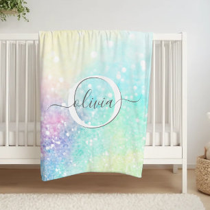 Söt Glitter Holografiskt irdescent Girly Fleecefilt