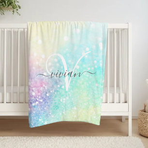 Söt Glitter Holografiskt irdescent Girly Fleecefilt