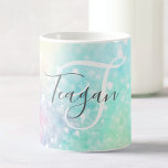 Söt Glitter Holografiskt irdescent Girly Kaffemugg<br><div class="desc">En trendig söt chic med båda glitter-bakgrunden i vackert pastel färg. Du kan enkelt anpassa dig med ditt anpassningsbar monogram och/eller namn.</div>