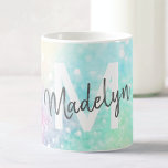 Söt Glitter Holografiskt irdescent Girly Kaffemugg<br><div class="desc">En trendig söt chic med båda glitter-bakgrunden i vackert pastel färg. Du kan enkelt anpassa dig med ditt anpassningsbar monogram och/eller namn.</div>