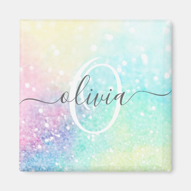 Söt Glitter Holografiskt irdescent Girly Magnet (Framsidan)