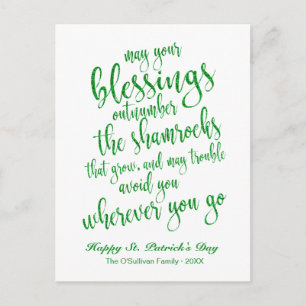 Söt glitter Irländskt välsignelse St. Patrick's Da Vykort