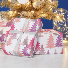 Söt glitter rosa julgransmönster presentpapper