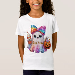 Söt Glitterbåge Spök Halloween T-Shirt för Småbarn