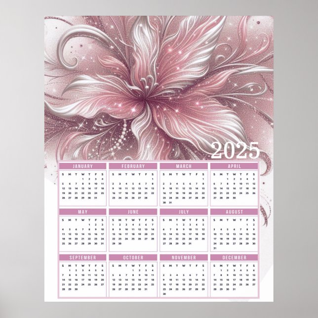 Söt Glittery Lily 2025 Calendar Poster (Framsidan)