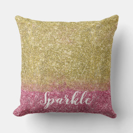 Söt Gnistra Guld Rosa Faux Glitter Kudde