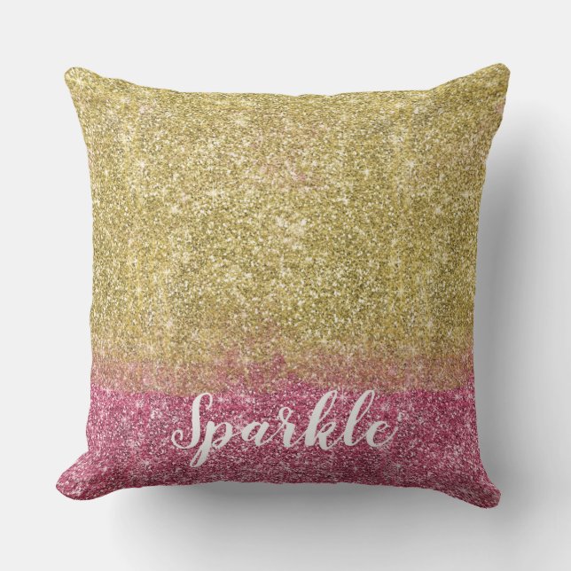 Söt Gnistra Guld Rosa Faux Glitter Kudde (Framsida)