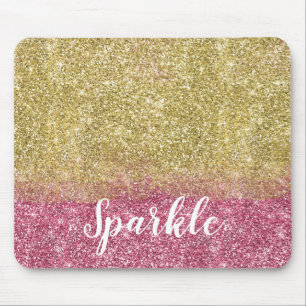 Söt Gnistra Guld Rosa Faux Glitter Musmatta