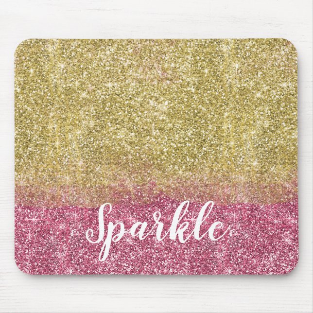 Söt Gnistra Guld Rosa Faux Glitter Musmatta (Framsidan)