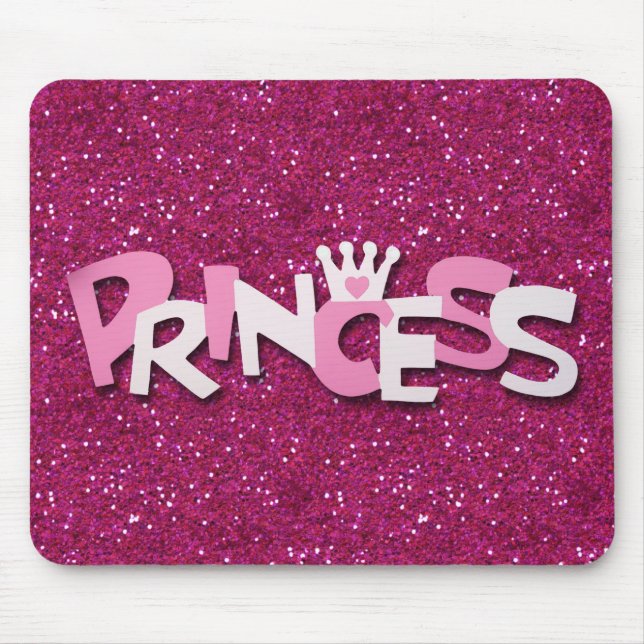 Söt gnistrande varmröd prinsessa glitter musmatta (Framsidan)