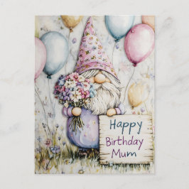 Söt gnom födelsedagsdesign för mamma vykort