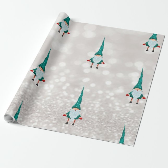 Söt Gnome Bokeh Högtid Presentpapper (Utrullad)