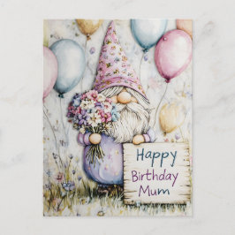 Söt Gnome Födelsedagsdesign för Mamma Vykort