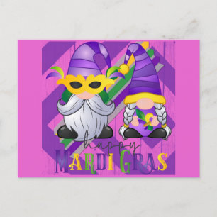 Söt Gnome Glad Mardi Gras Vykort