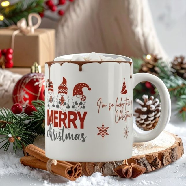 Söt Gnome God Jul Kaffe Mugg Jumbo Mugg (Skapare uppladdad)