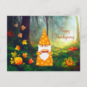 Söt Gnome, Höstlöv och Pumpa Vykort