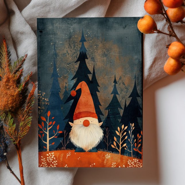 Söt Gnome-illustration Whimsical jul  Vykort (Skapare uppladdad)