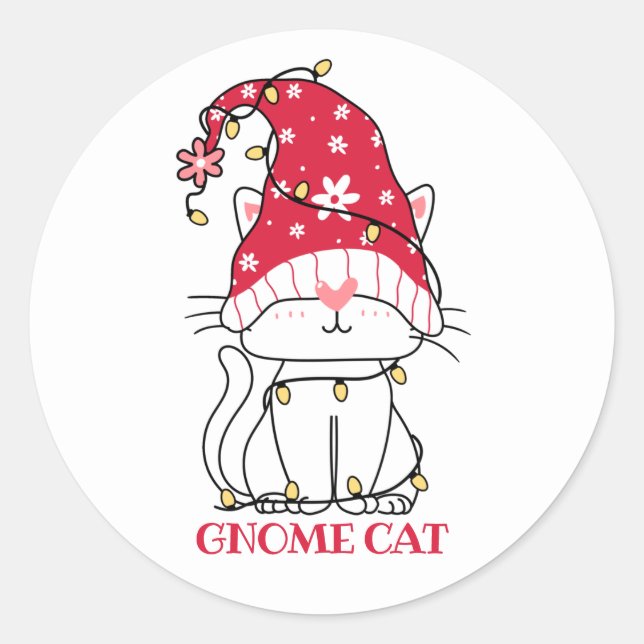 Söt Gnome Katt Klistermärke (Framsida)