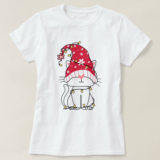 Söt Gnome Katt T-Shirt (Design framsida)