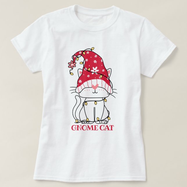 Söt Gnome Katt T-Shirt (Design framsida)