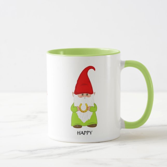 Söt Gnome Klädd i Grönt med Hästsko Mugg (Höger)